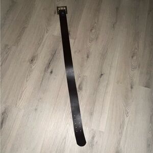 Mango Brown Leather Belt with Gold Buckle | Size L